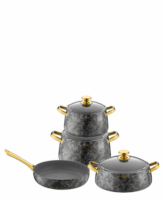 Brioni 7 Piece Flora Cookware Set - Black