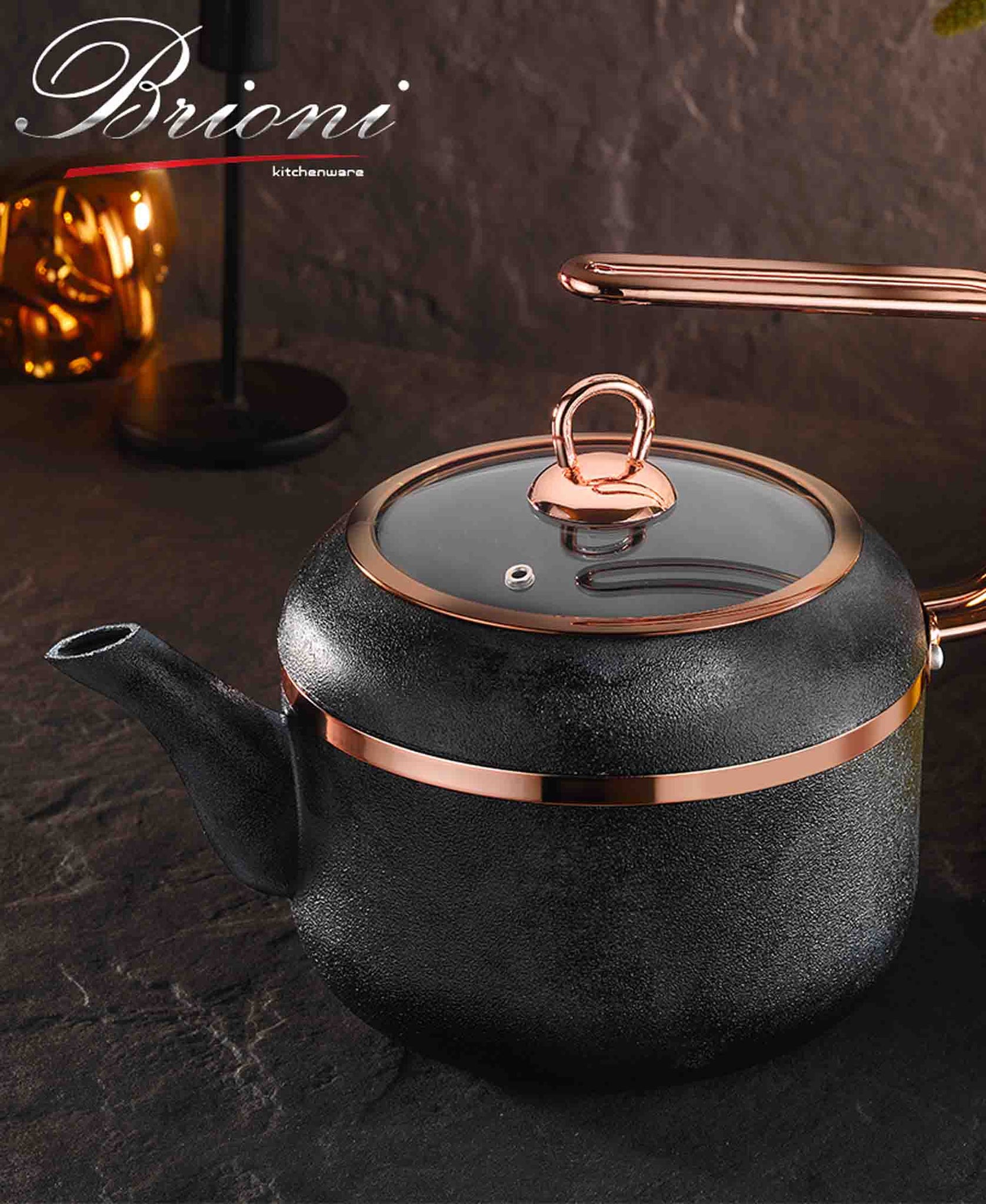 Brioni Royal Stone 2,5L Teapot - Anthracite & Copper