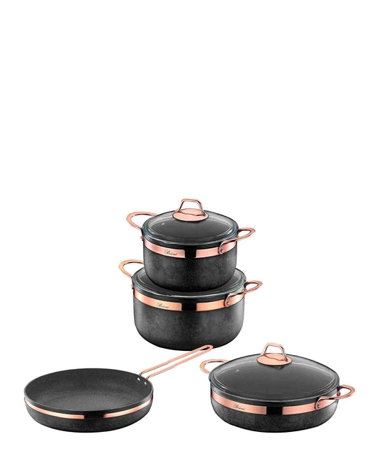 Brioni Royal Stone 7 Piece Cookware Set - Black & Copper