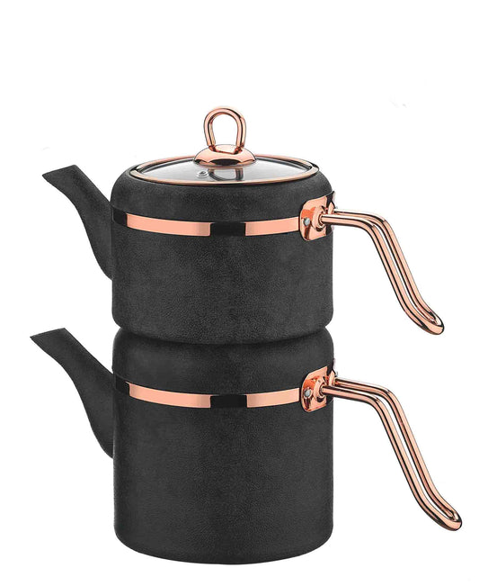 Brioni Royal Stone Teapot Set - Anthracite & Copper