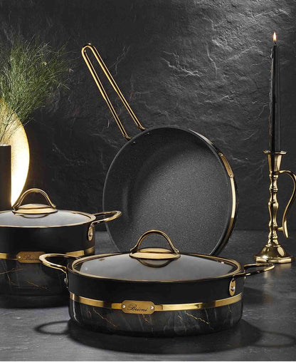 Brioni Selection 30cm Granite Flat Pot - Black