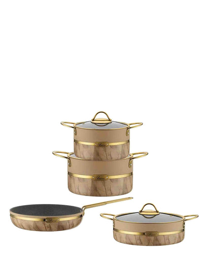 Brioni Selection 7 Piece Granite Cookware Set - Cream