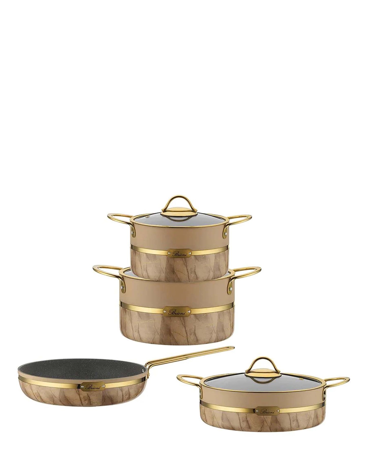 Brioni Selection 9 Piece Granite Cookware Set - Cream