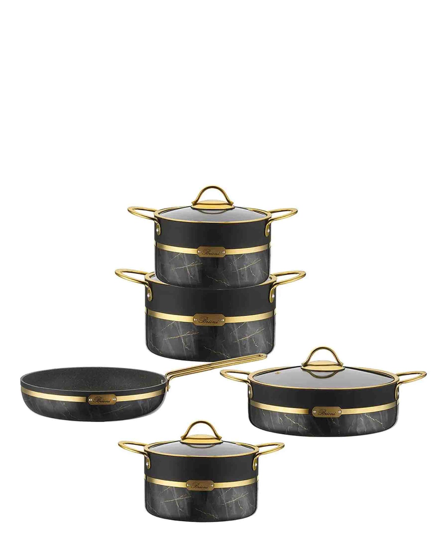 Brioni Selection 9 Piece Granite Cookware Set - Black