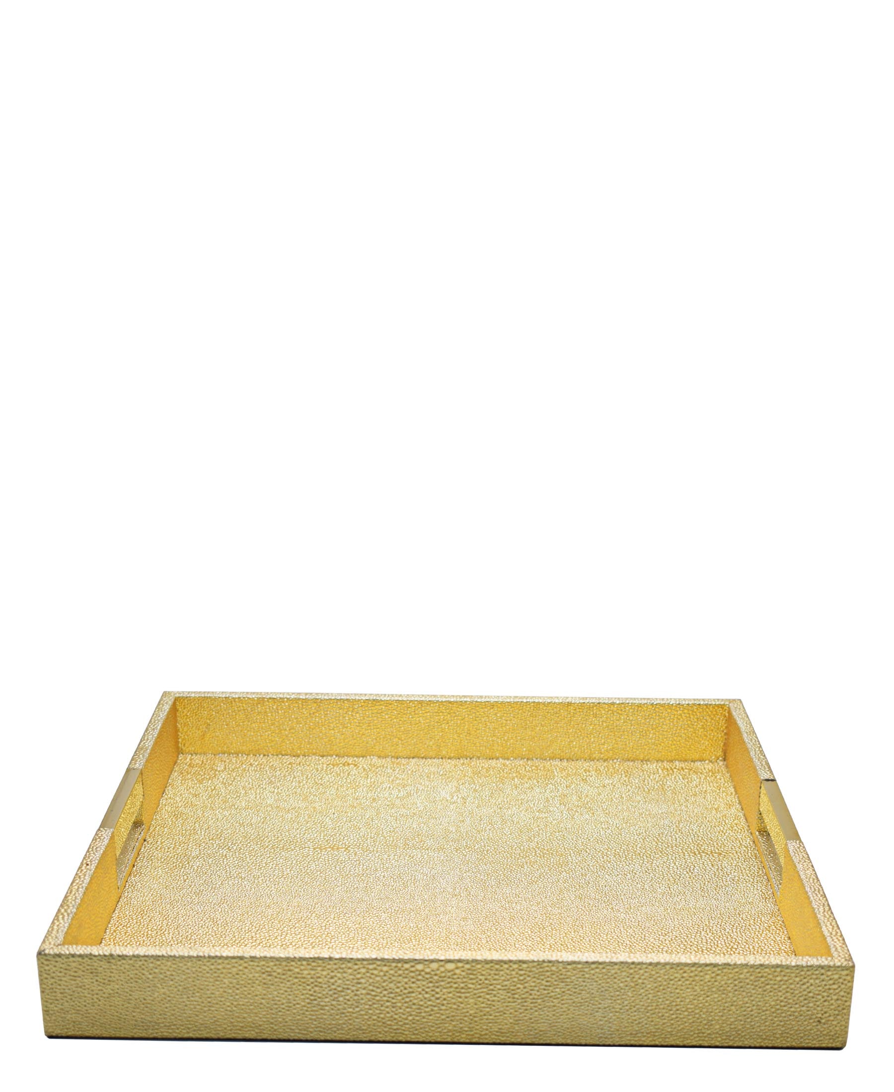 Golden 2 Piece Tray Set Pu Leather - Gold