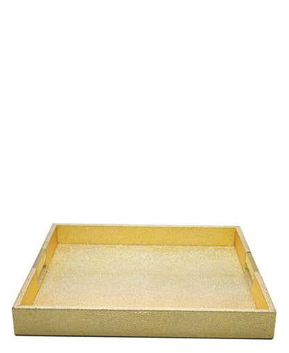 Golden 2 Piece Tray Set Pu Leather - Gold