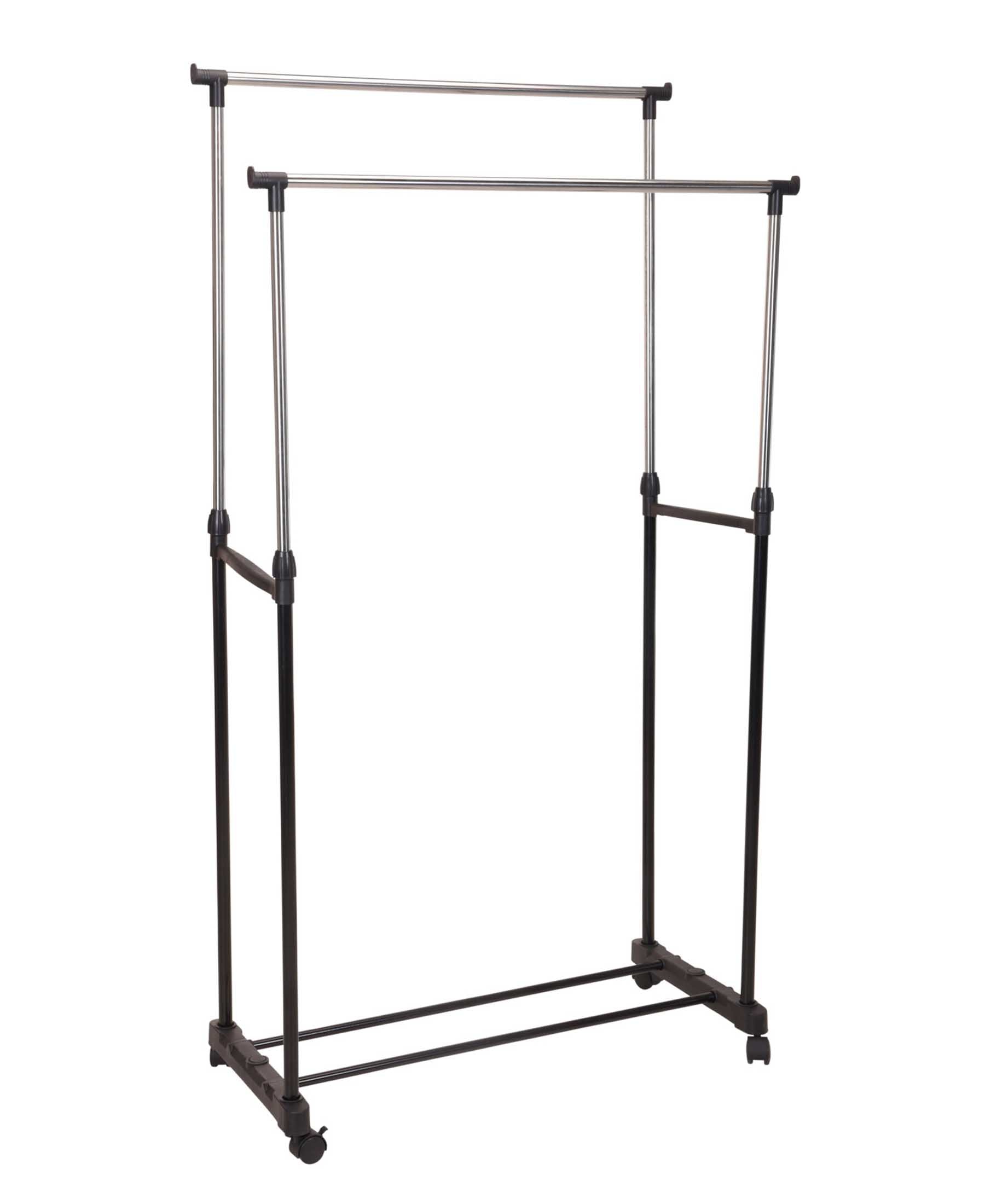 Storage Solutions Double Clothing Rack - Black & Silver