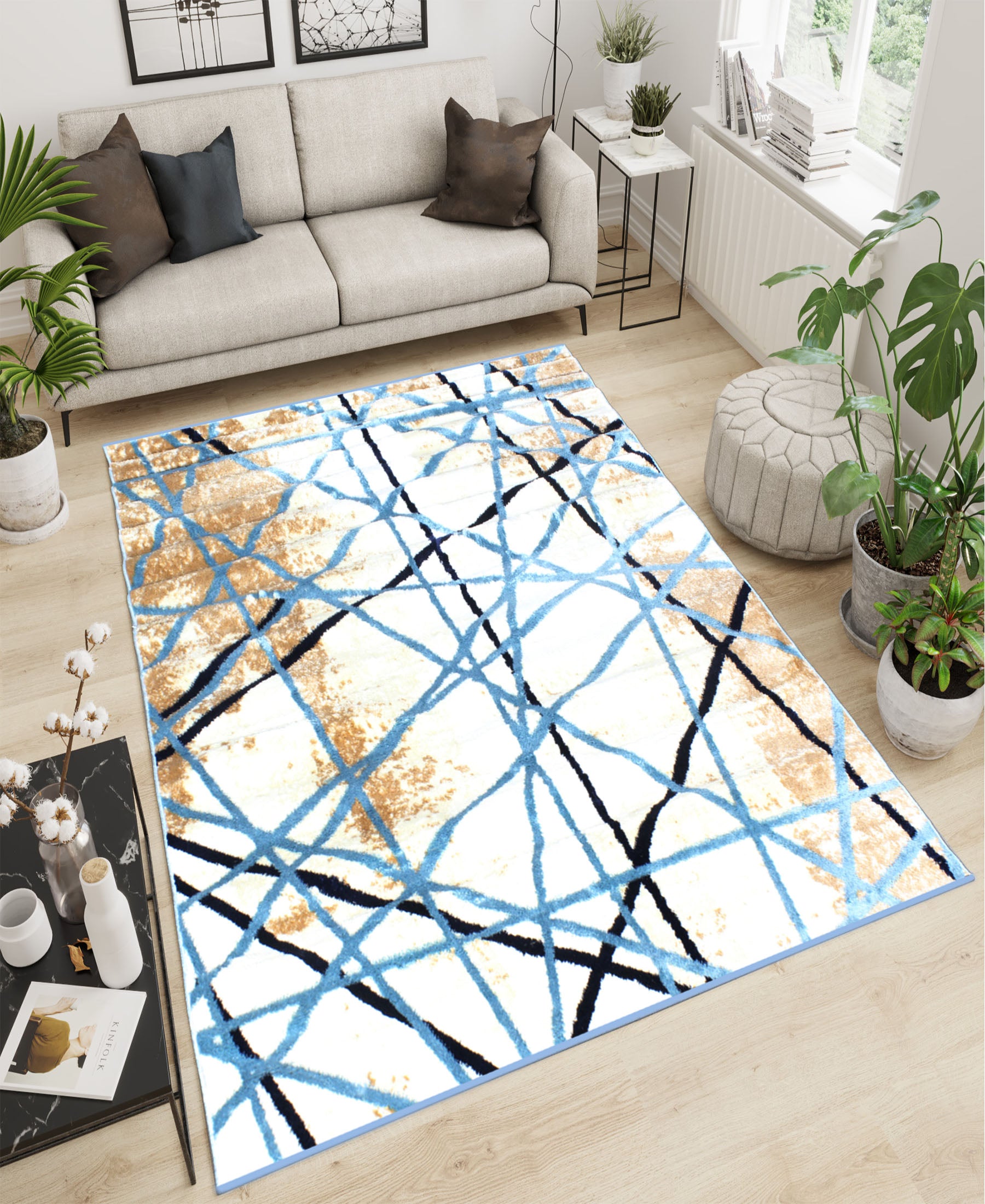 Cape Town Abstract Carpet 2000mm x 2700mm - Blue