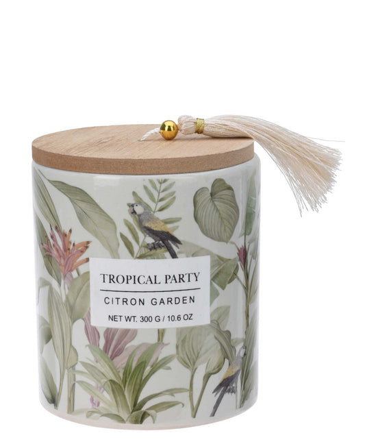 Tropical Party Candle In Ceramic Jar - Citron Garden