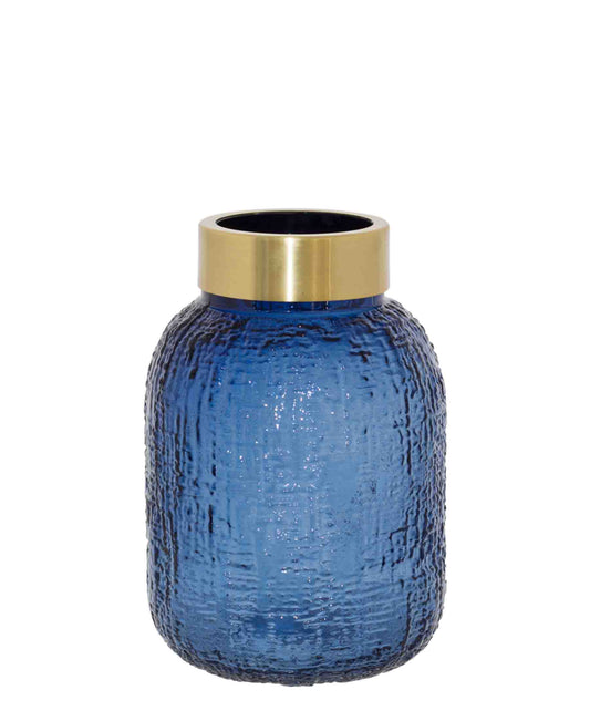 Urban Decor 17cm Midnight Vase With Gold Rim - Blue