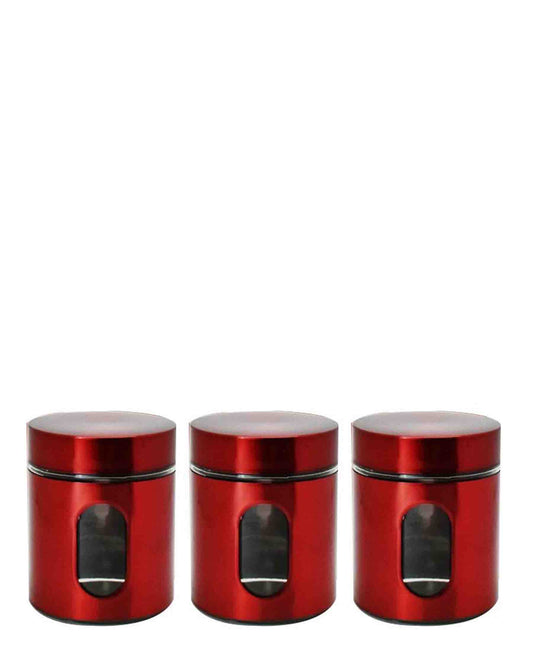 CH 3Pcs Canister Set With Window - Red