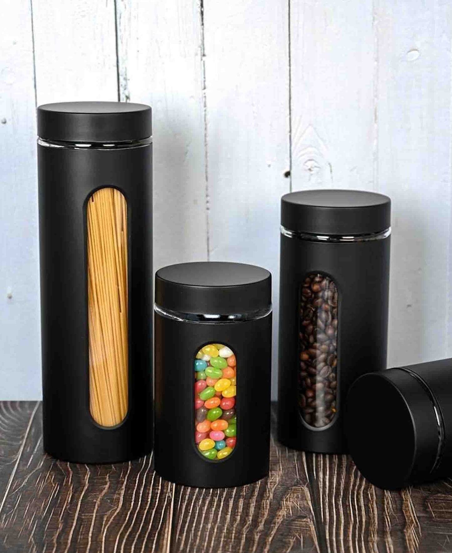 CH 4Pcs Condiment Set With Window - Black