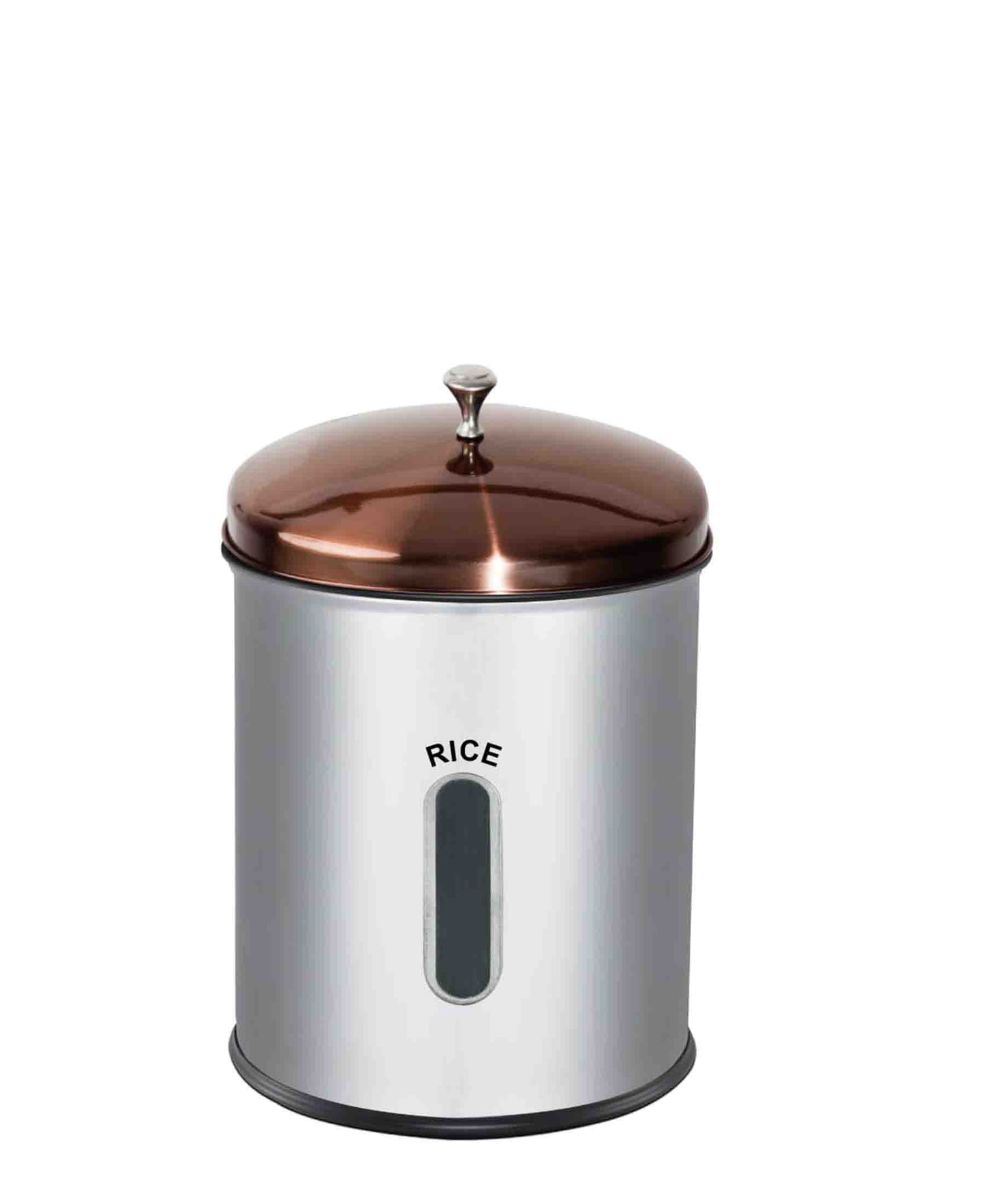 CH 5.5lt Rice Canister with Rose Gold Lid - Silver