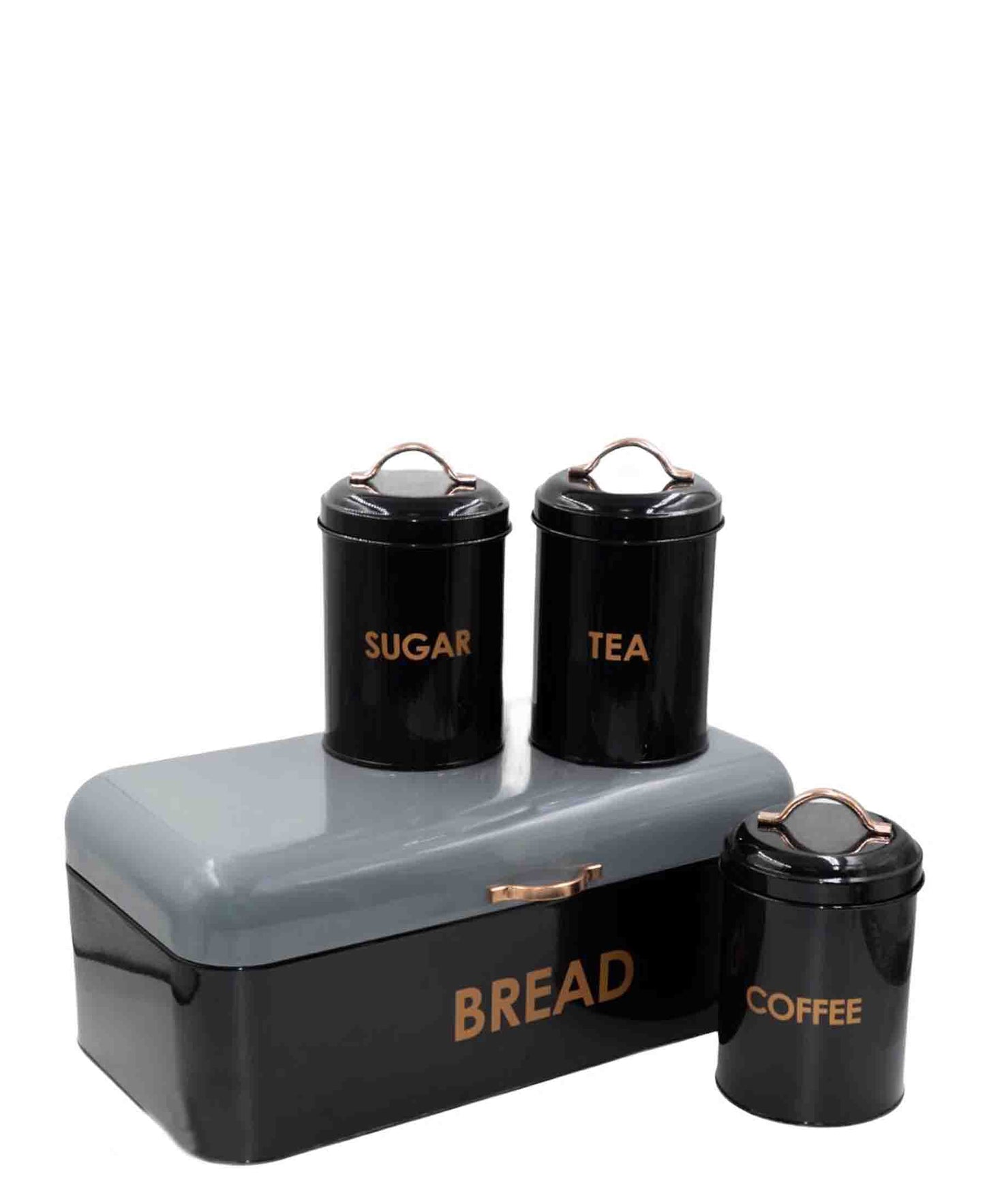 CH Two tone Bread Bin & 3pcs Canister Set - Black