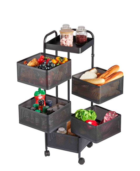 CH 5-Layer Rotating Storage Rack - Black