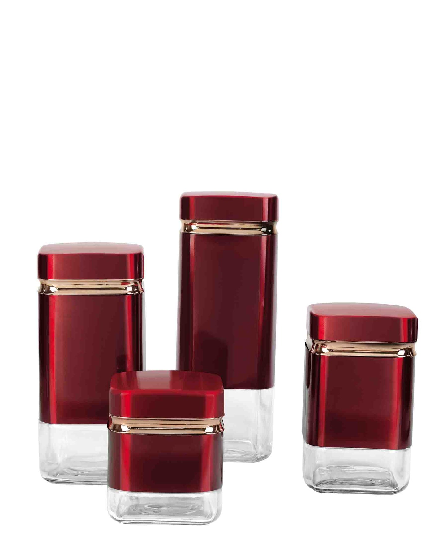 CH 4Pcs Square Canister Set - Red