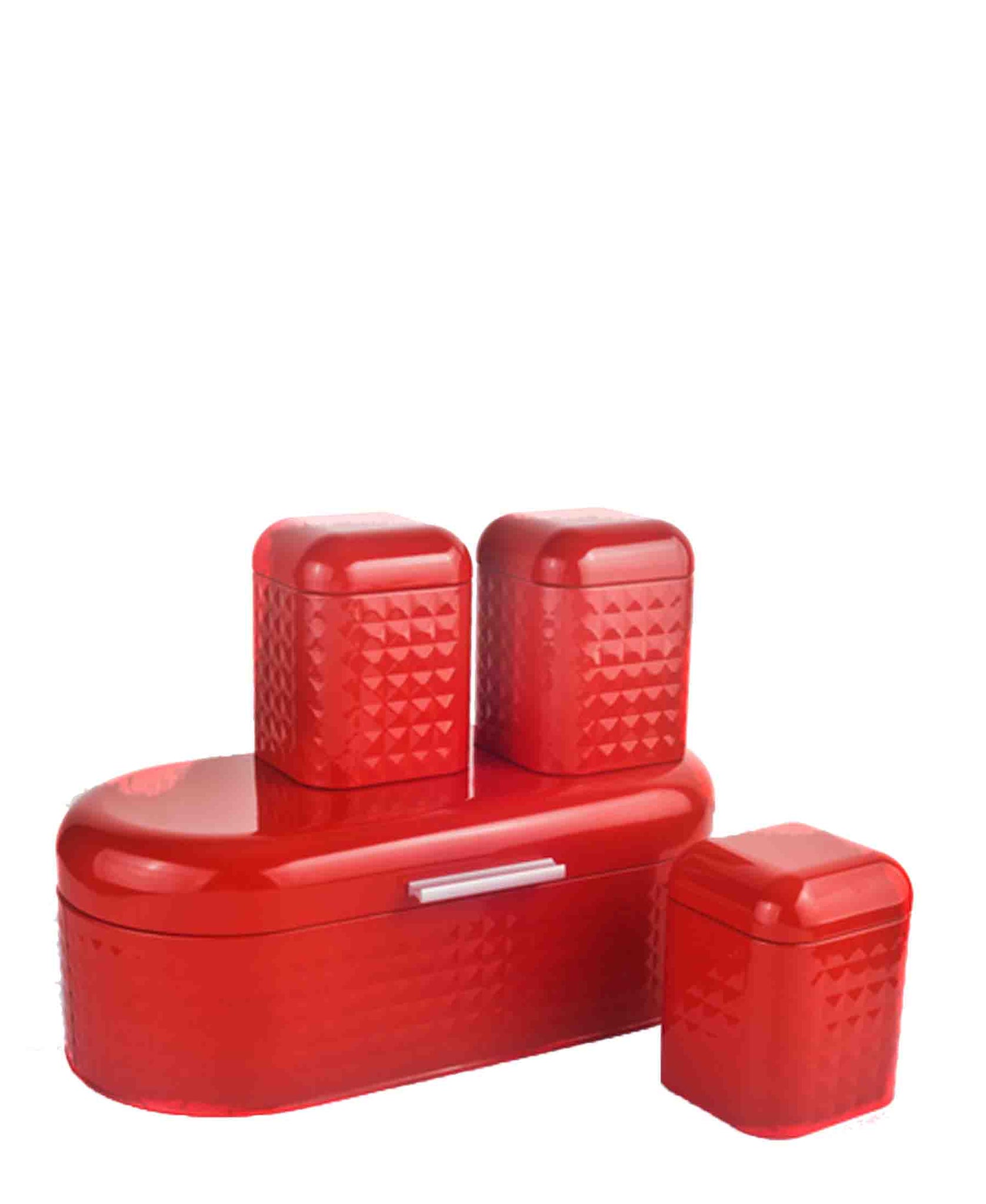 CH Diamond Bread Bin & 3 Piece Canisters Red The Culinarium