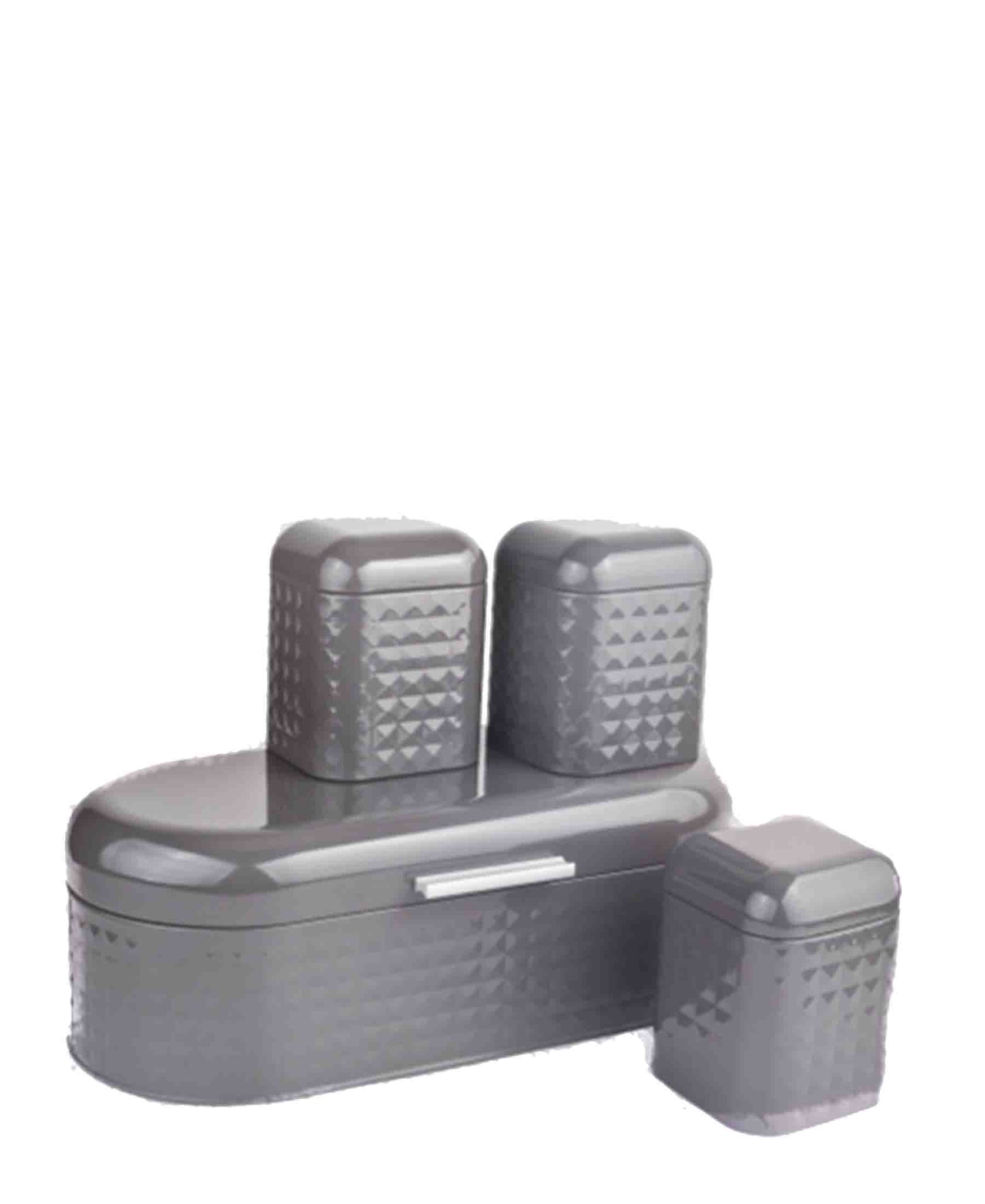 CH Diamond Bread Bin & 3 Piece Canisters Grey The Culinarium