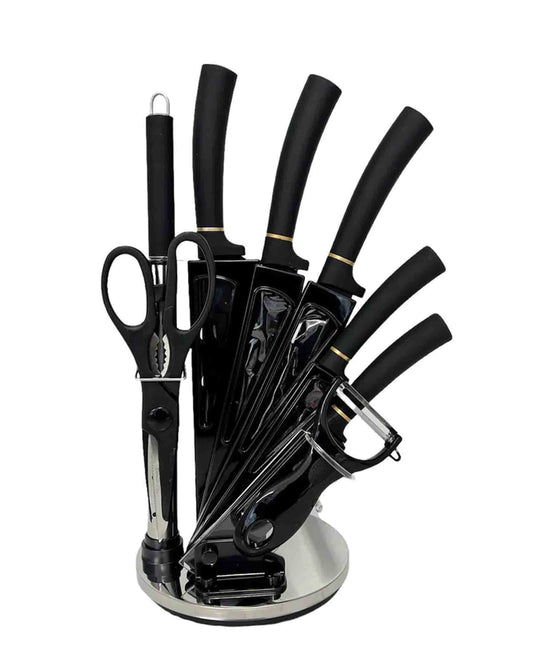 CH 9 Pcs Kitchen Knife Set - Black Handles