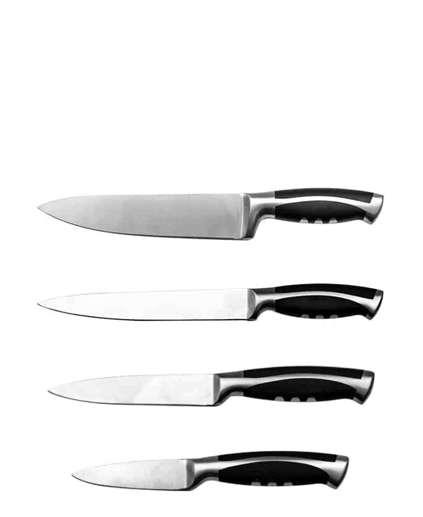 CH 9 Pcs Kitchen Knife Set - Black & Silver Handles