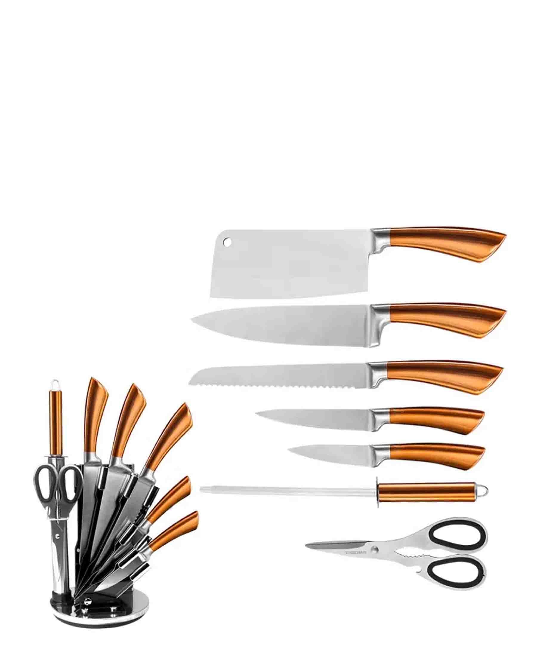 CH 9 Pcs Kitchen Knife Set - Copper Handles