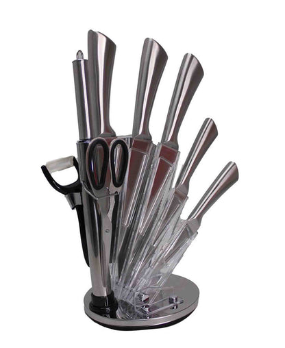 CH 9 Pcs Kitchen Knife Set - Silver Handles