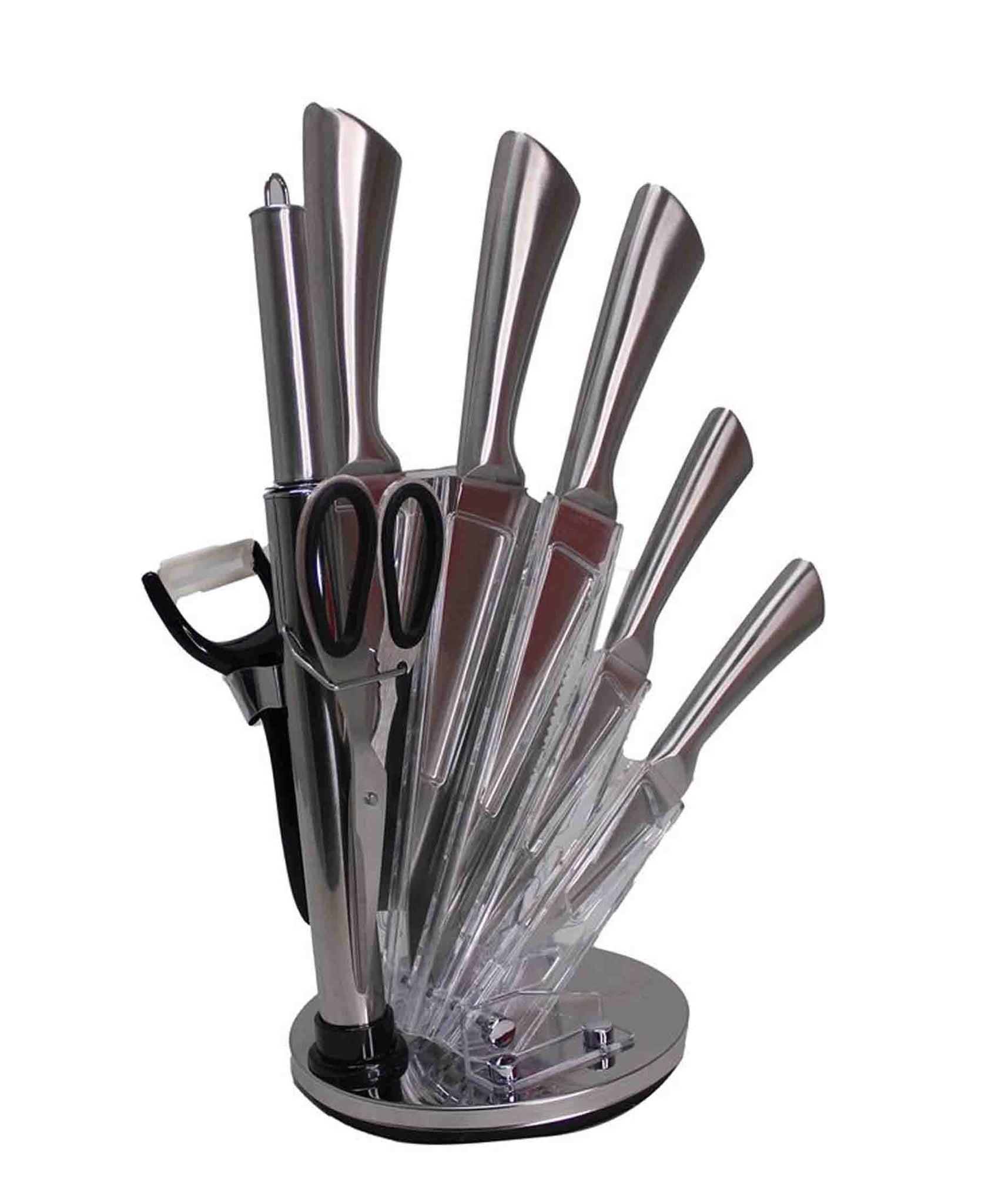 CH 9 Pcs Kitchen Knife Set - Silver Handles