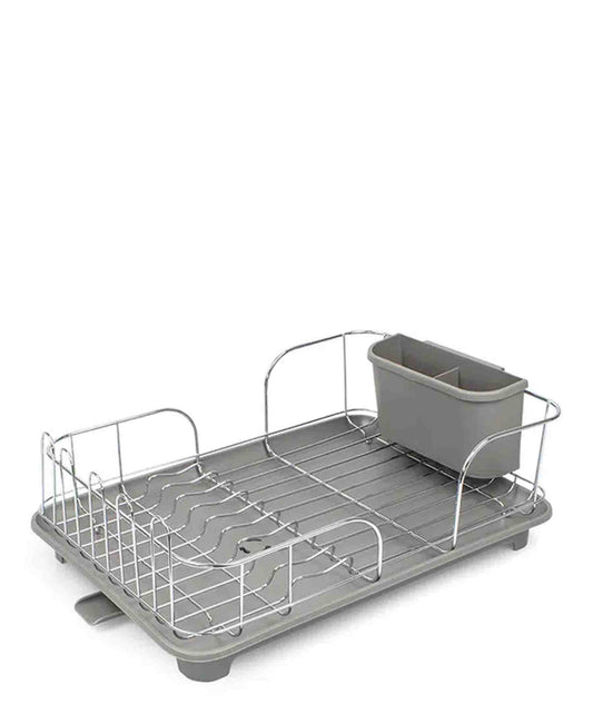 CH Dish Rack With Grey Plastic Base - Silver