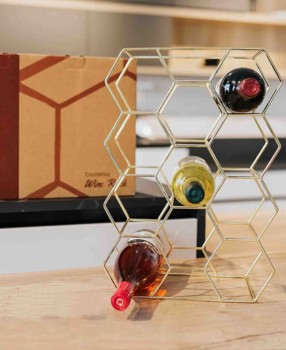 CH Hexagonal Wine Rack - Gold