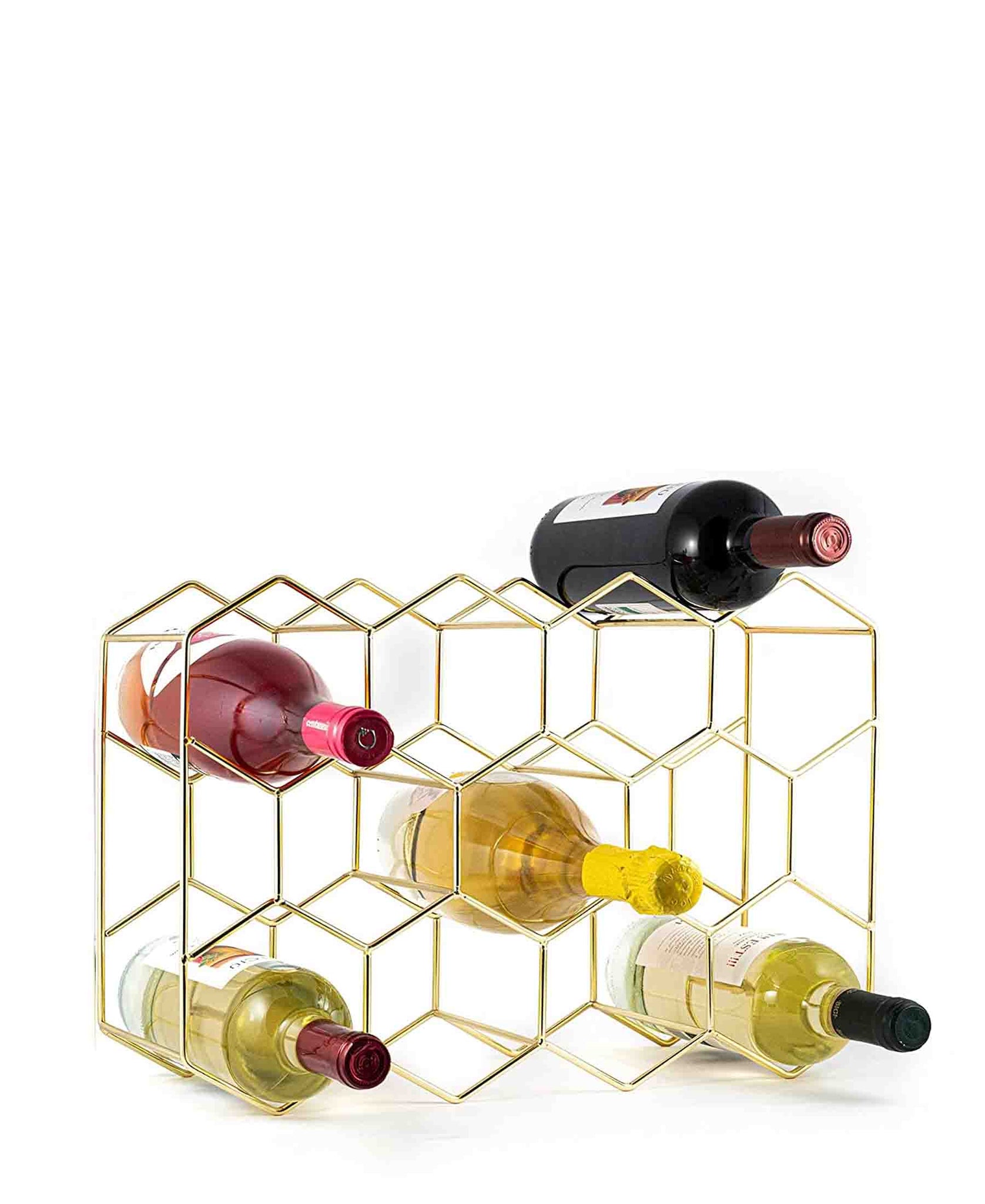 CH Hexagonal Wine Rack Gold The Culinarium