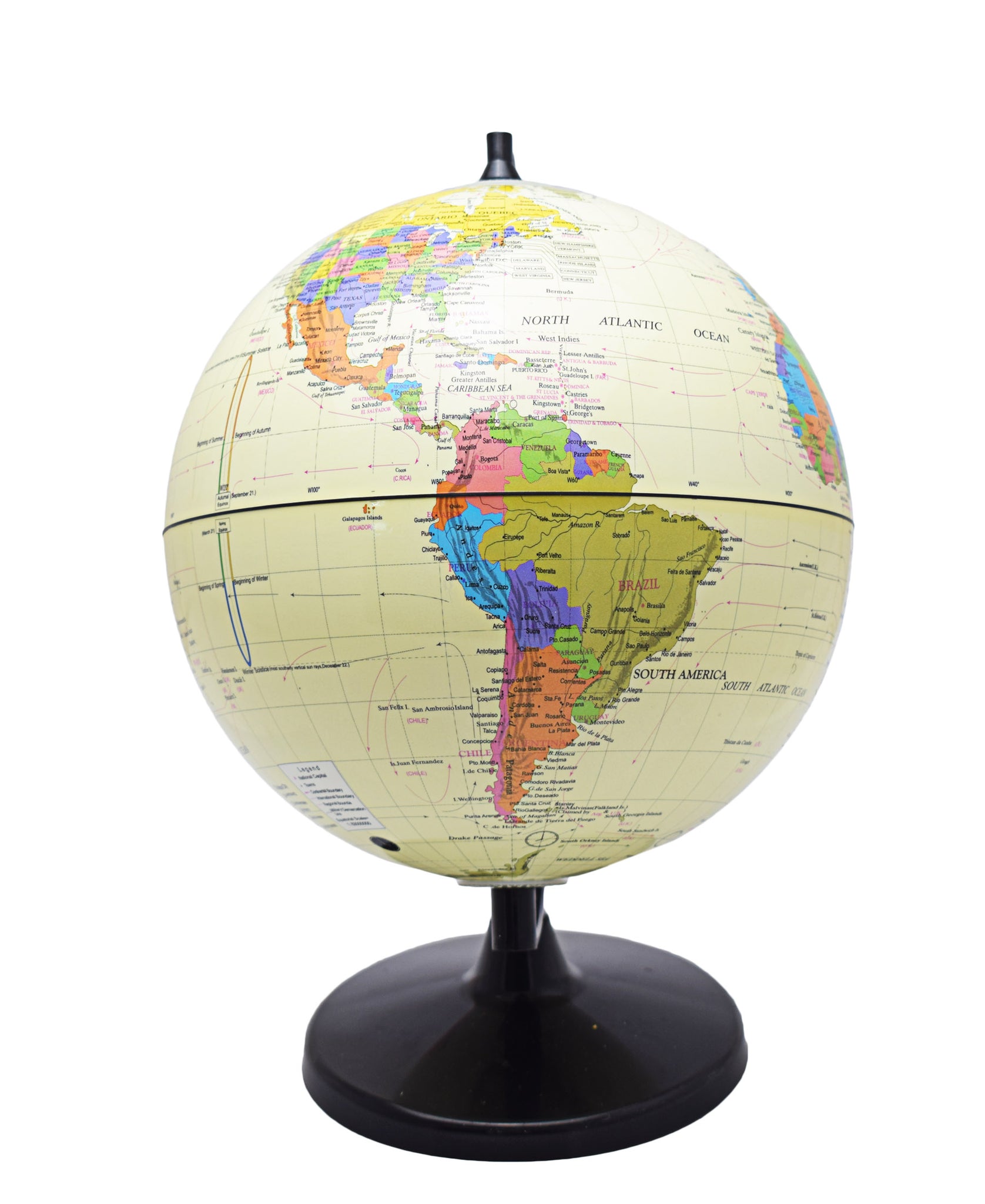 Urban Decor Retro World Globe 20cm With Stand - Cream