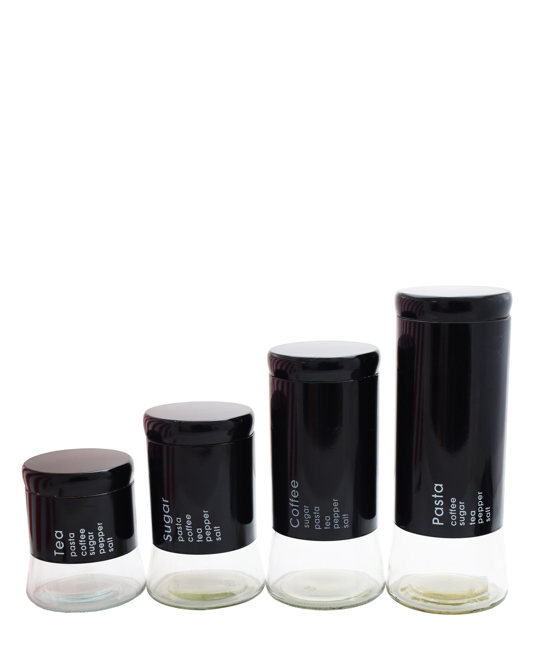 CTH Storage Glass Canister 4 Piece - Black