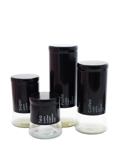 CTH Storage Glass Canister 4 Piece - Black