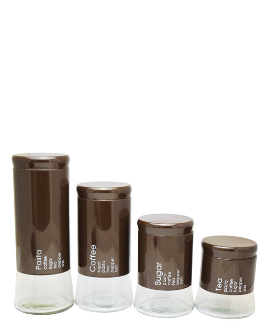 CTH Storage Glass Canister 4 Piece - Brown
