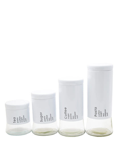 CTH Storage Glass Canister 4 Piece - White