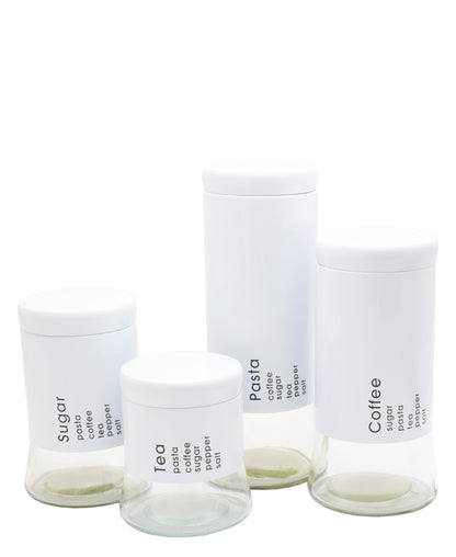 CTH Storage Glass Canister 4 Piece - White