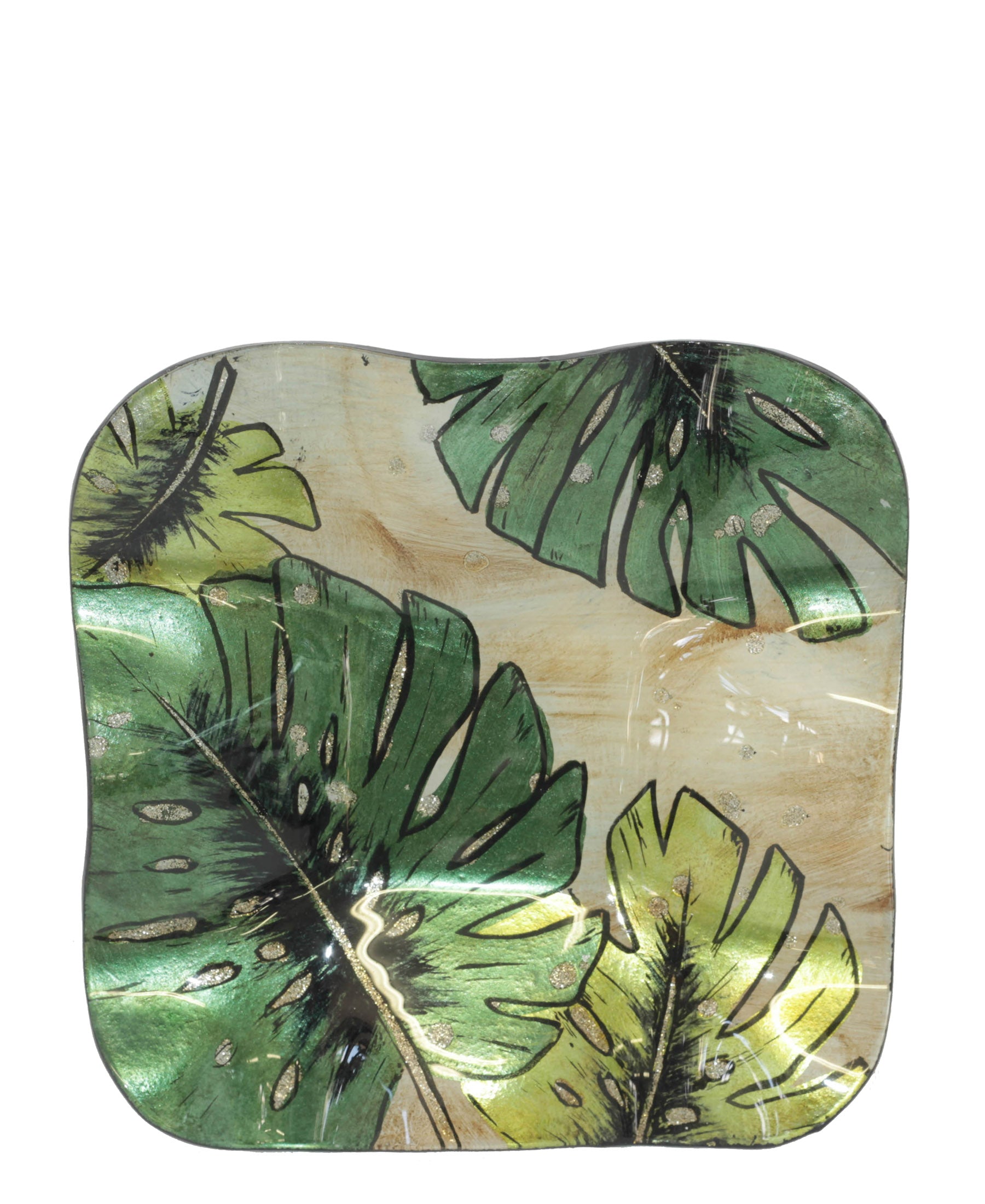 Kitchen Life Palm Tree Square Plate 20cm - Green