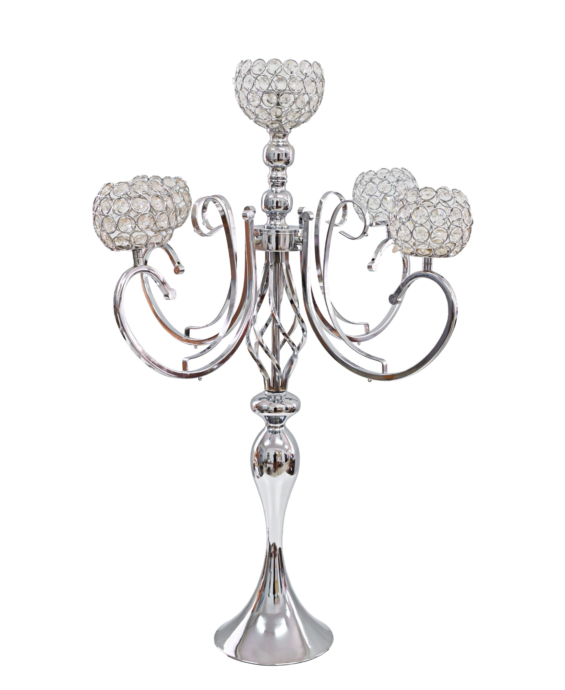 Majestic Crystal Blooming Candle Stand - Silver