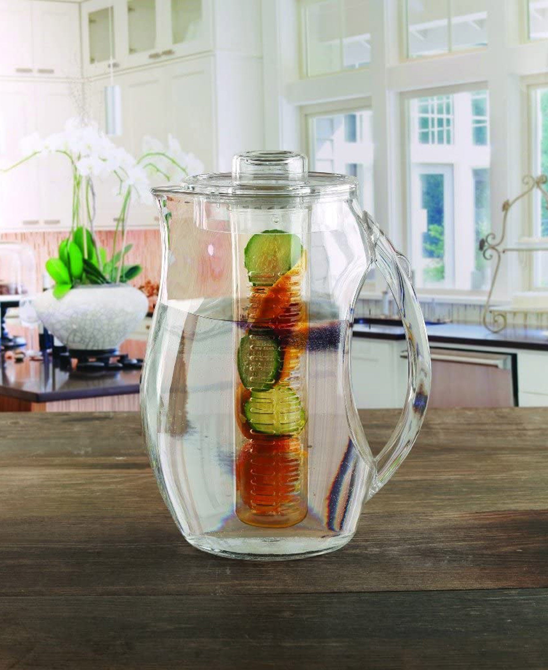 Circleware Acrylic 2.8L Beverage Dispenser Pitcher With Fruit Infuser - Transparent