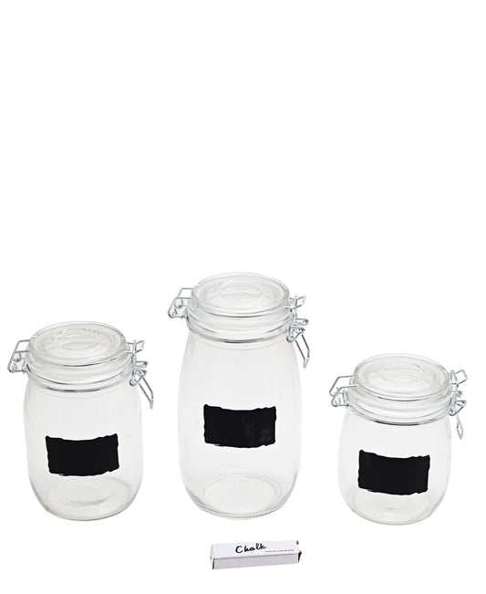 Circleware Chalk It Up Chalkboard Glass Jar Canister Set - Clear