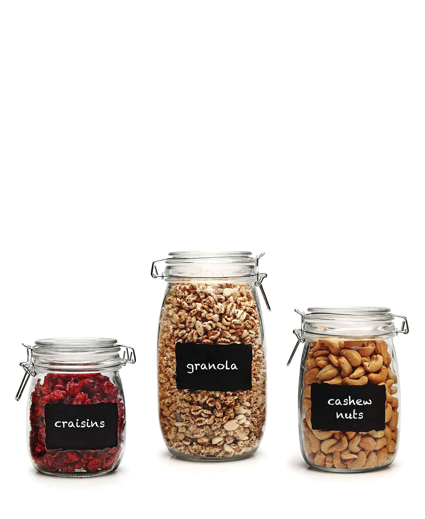 Circleware Chalk It Up Chalkboard Glass Jar Canister Set - Clear