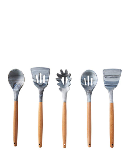 Ciroa Marble Dipped Utensil 5 Piece Set - Grey