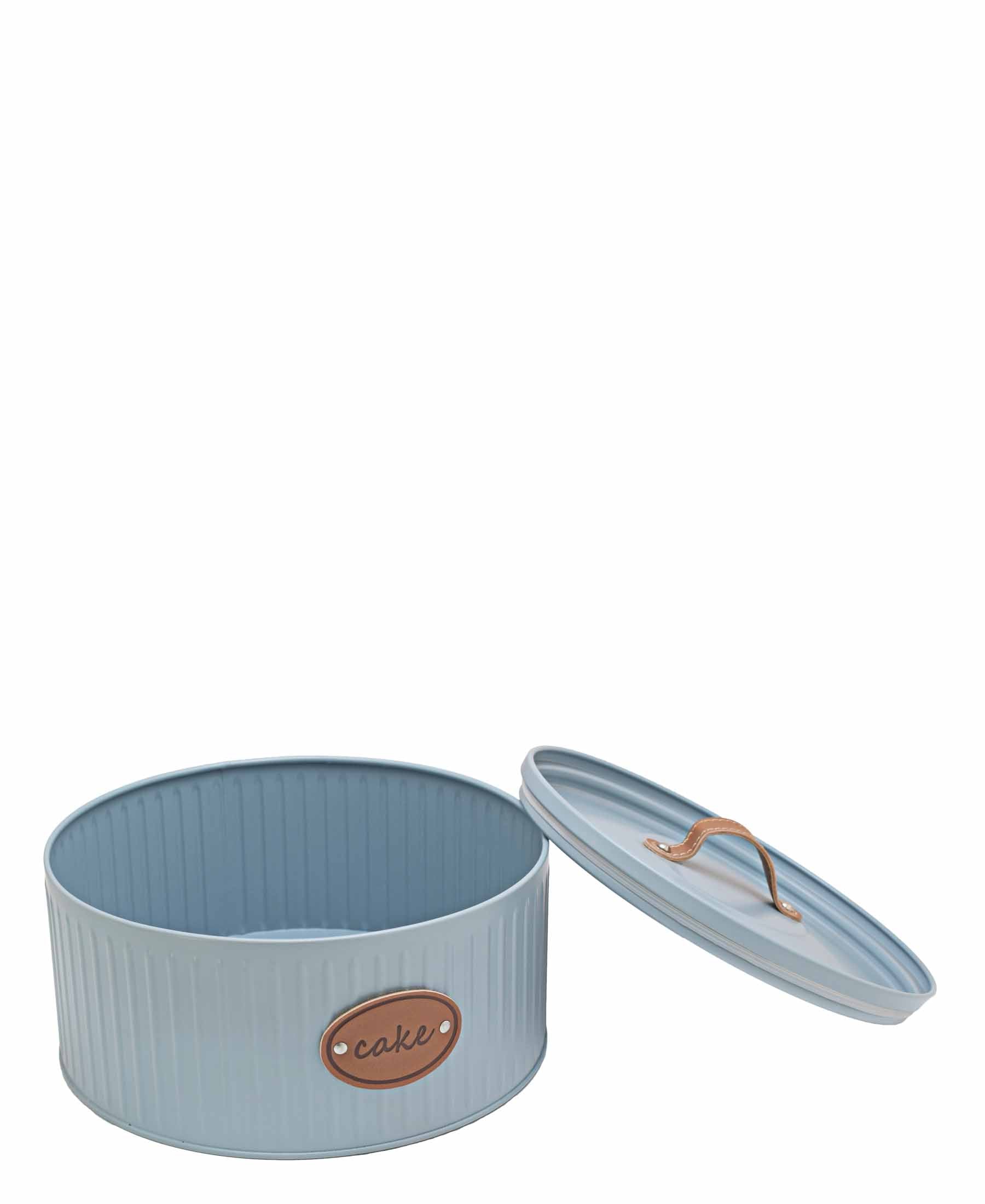 Blue shop cake tin