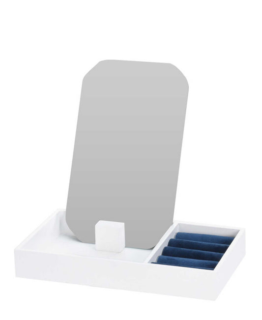HCS Collection Jewellery Box With Standing Mirror - White & Blue
