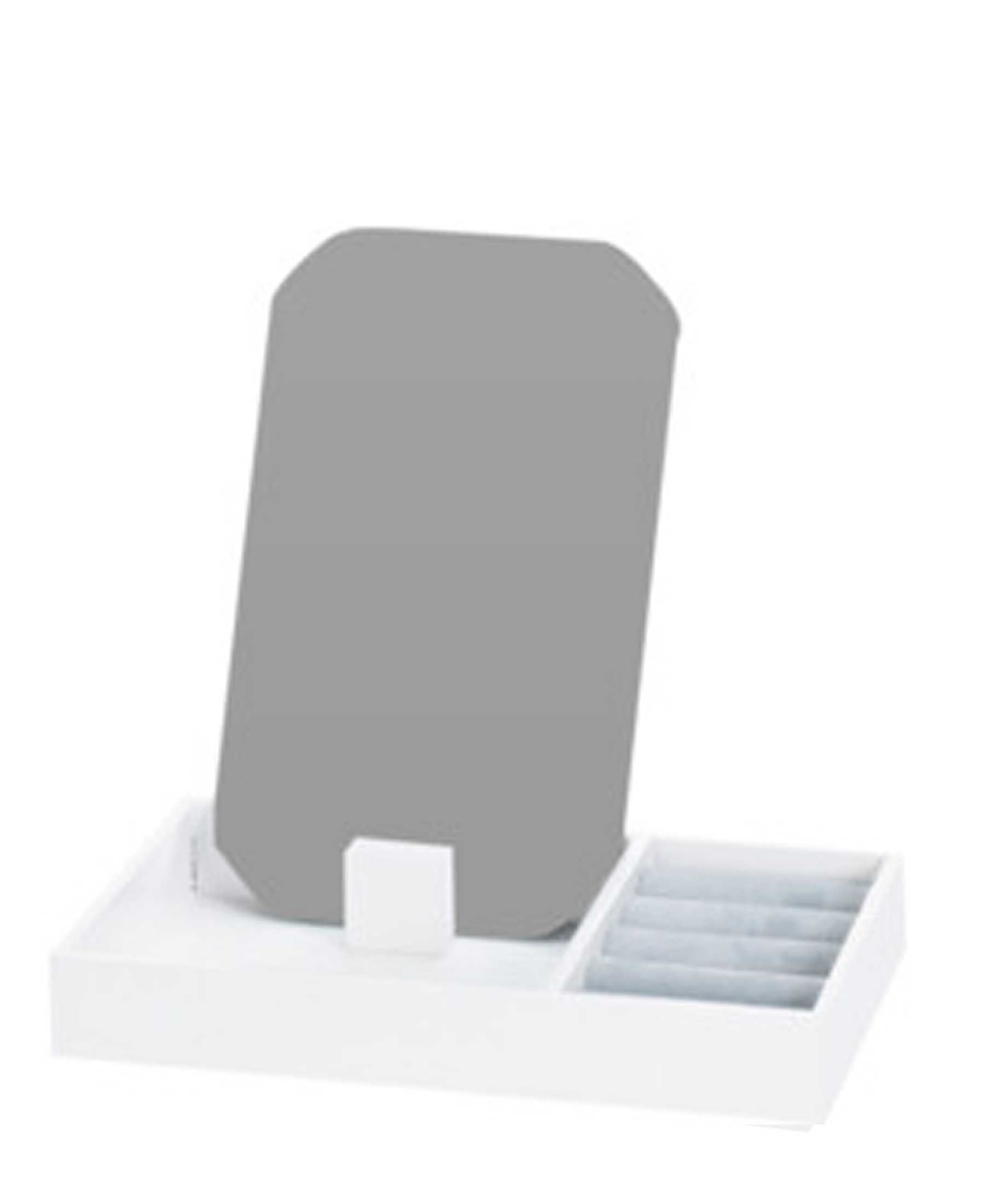 HCS Collection Jewellery Box With Standing Mirror - White & Grey