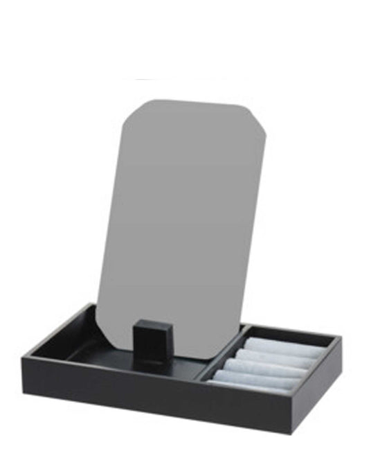 HCS Collection Jewellery Box With Standing Mirror - Black & Grey