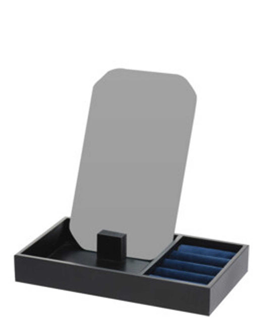 HCS Collection Jewellery Box With Standing Mirror - Black & Blue