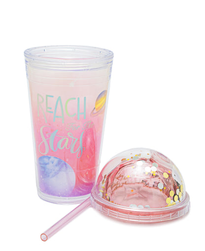 Double Wall Acrylic Travel Cup Reach For The Stars - Pink