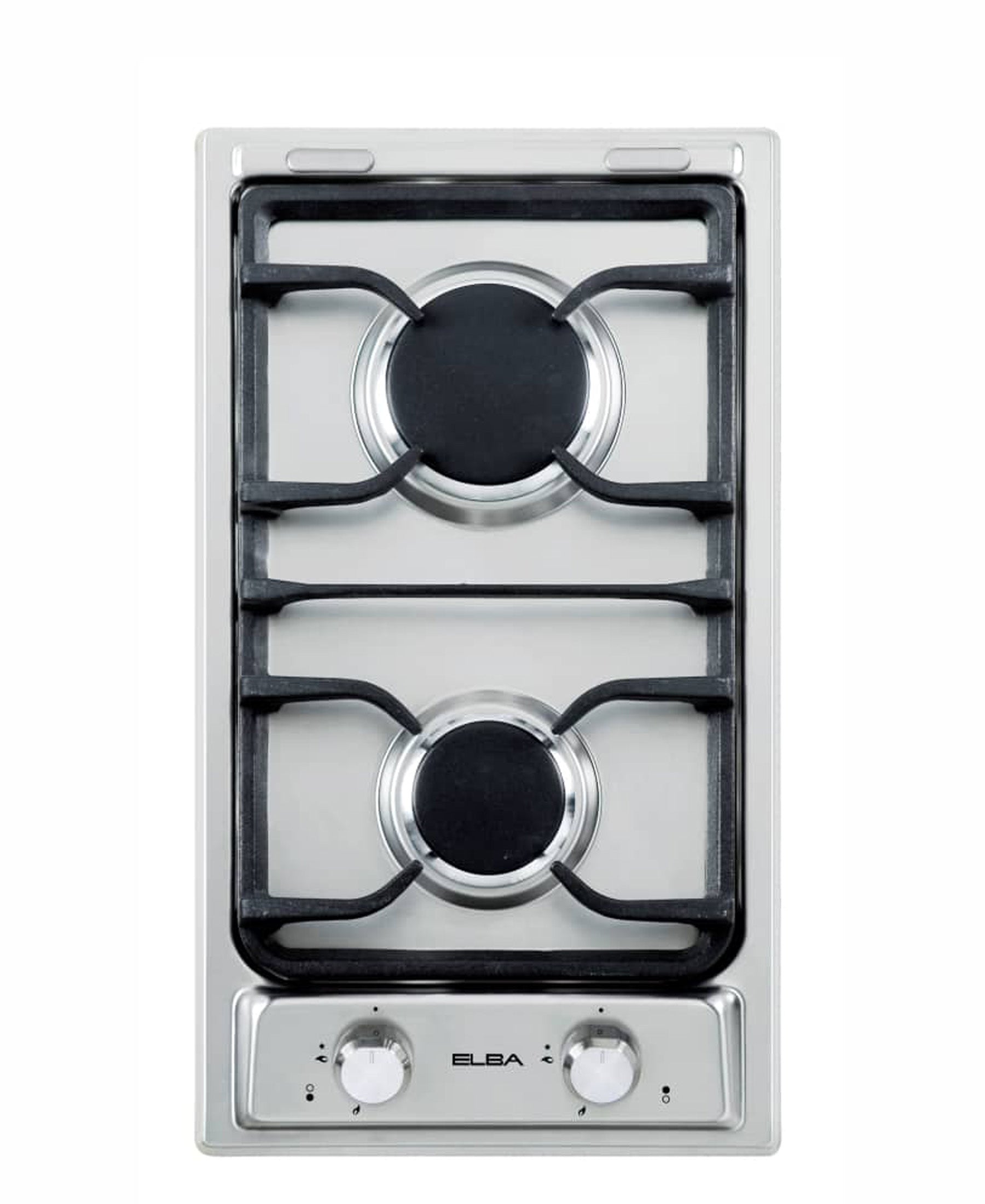 Elba 30cm 2 Burner Cast Iron Gas Hob Silver The Culinarium