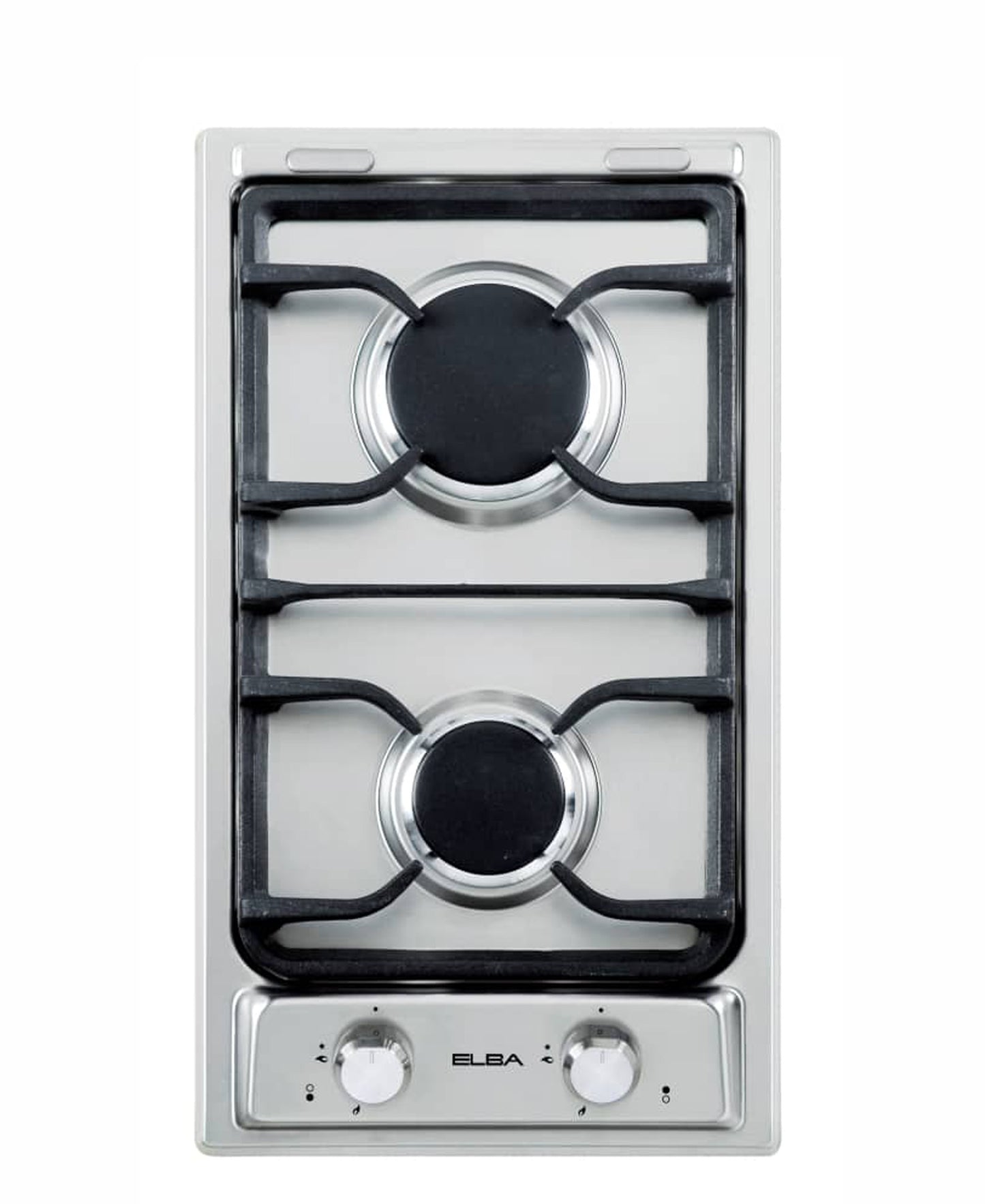 Elba 30cm 2 Burner Cast Iron Gas Hob - Silver